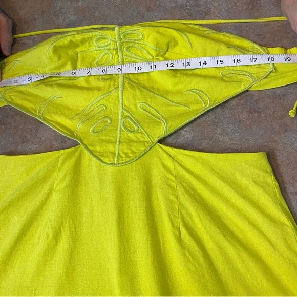 FARM Rio Neon Yellow Leaf Cutout Midi Dress - Picture 8 of 16